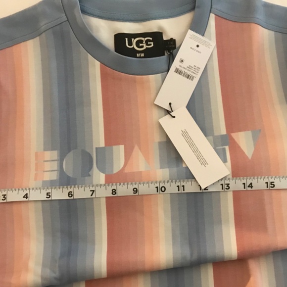 UGG Women's Pride Logo Tee Light Blue Pink Size XS - Picture 9 of 10